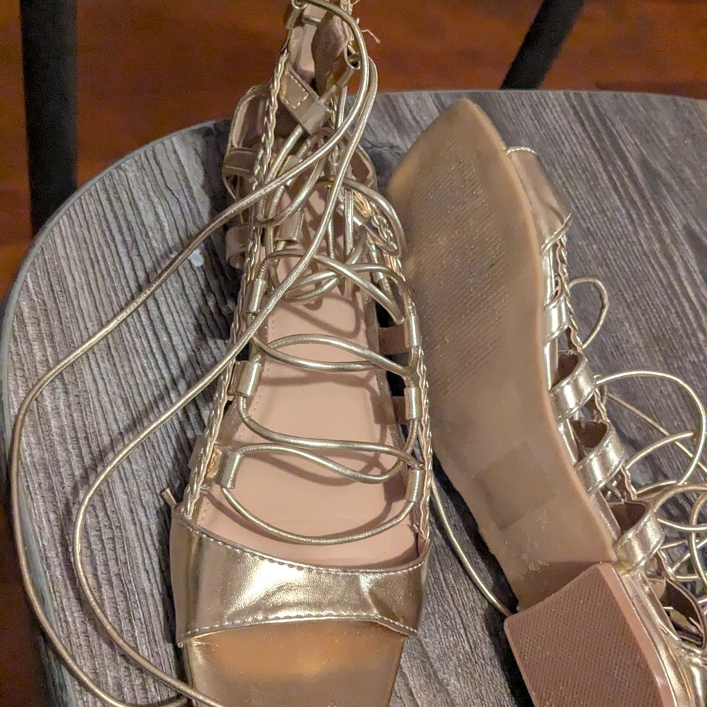 Gold Strappy Women's Sandals